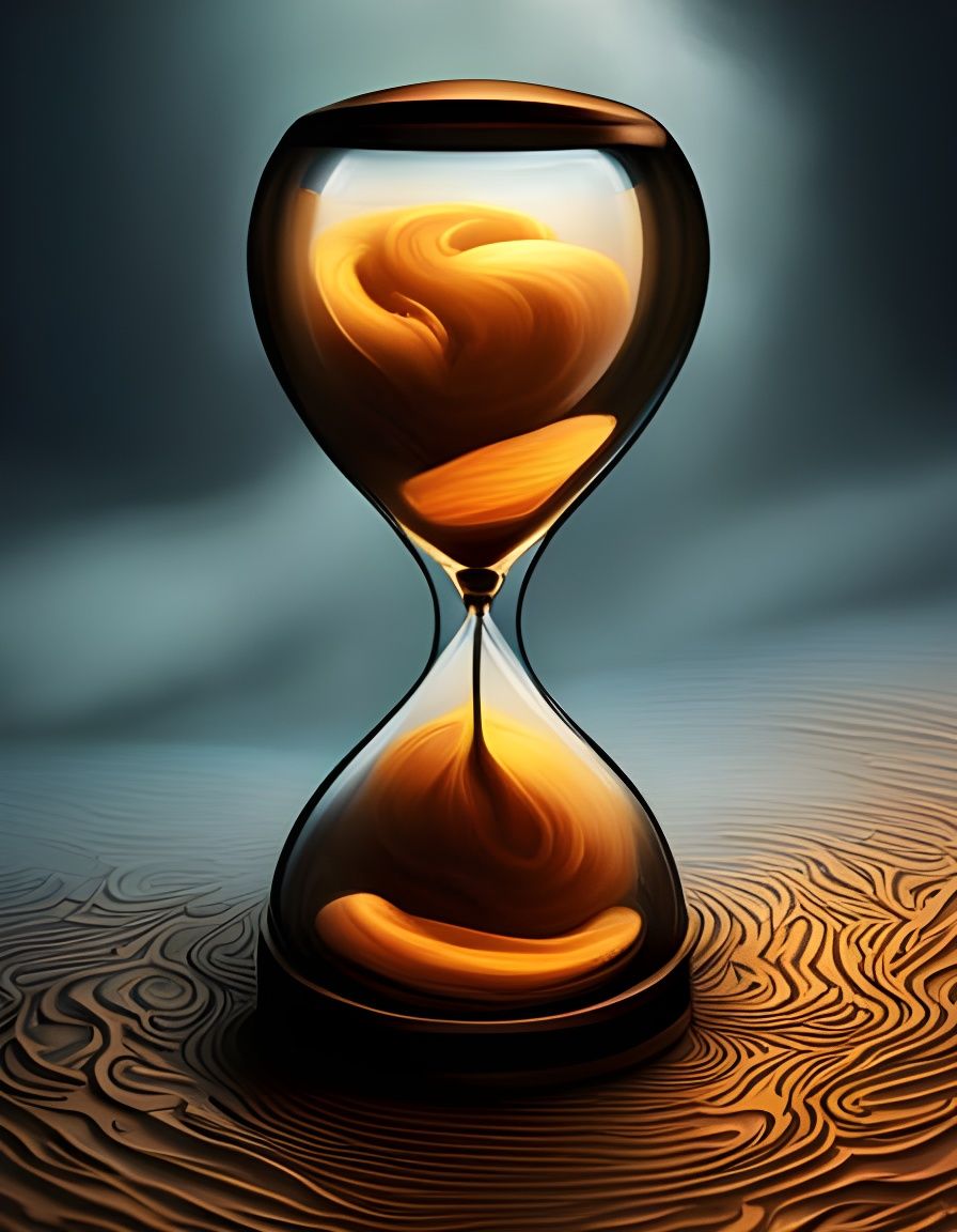 Hourglass with Skulls Hyperrealistic Splash Art