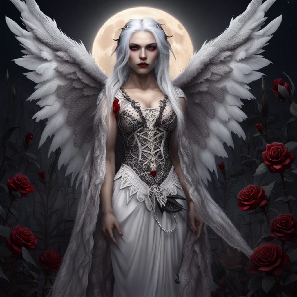 Vampire Elf in Moonlight: Detailed Fantasy Art