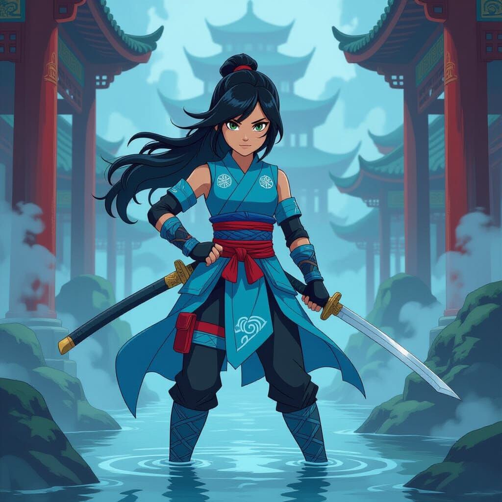 Ninjago Nya in Misty Asian Temple