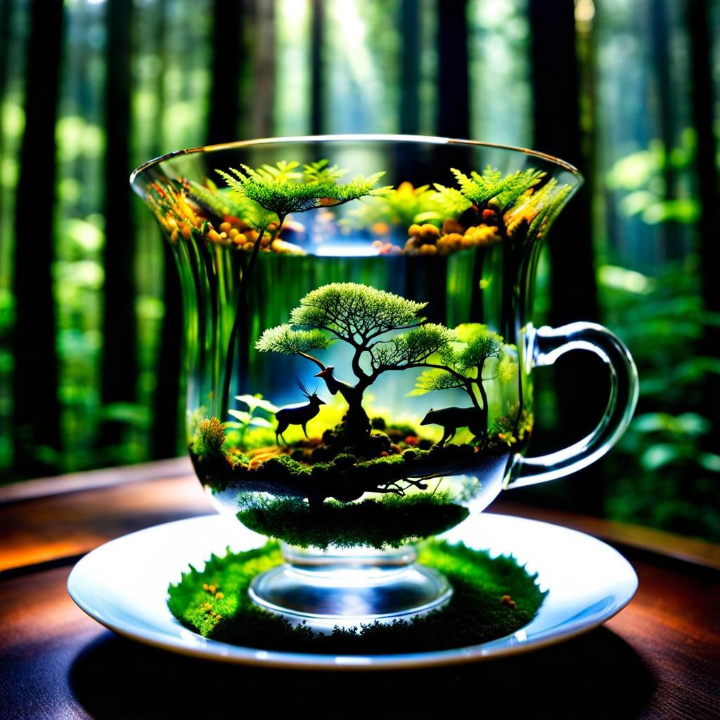 Teacup World: Miniature Ancient Forest in Glass