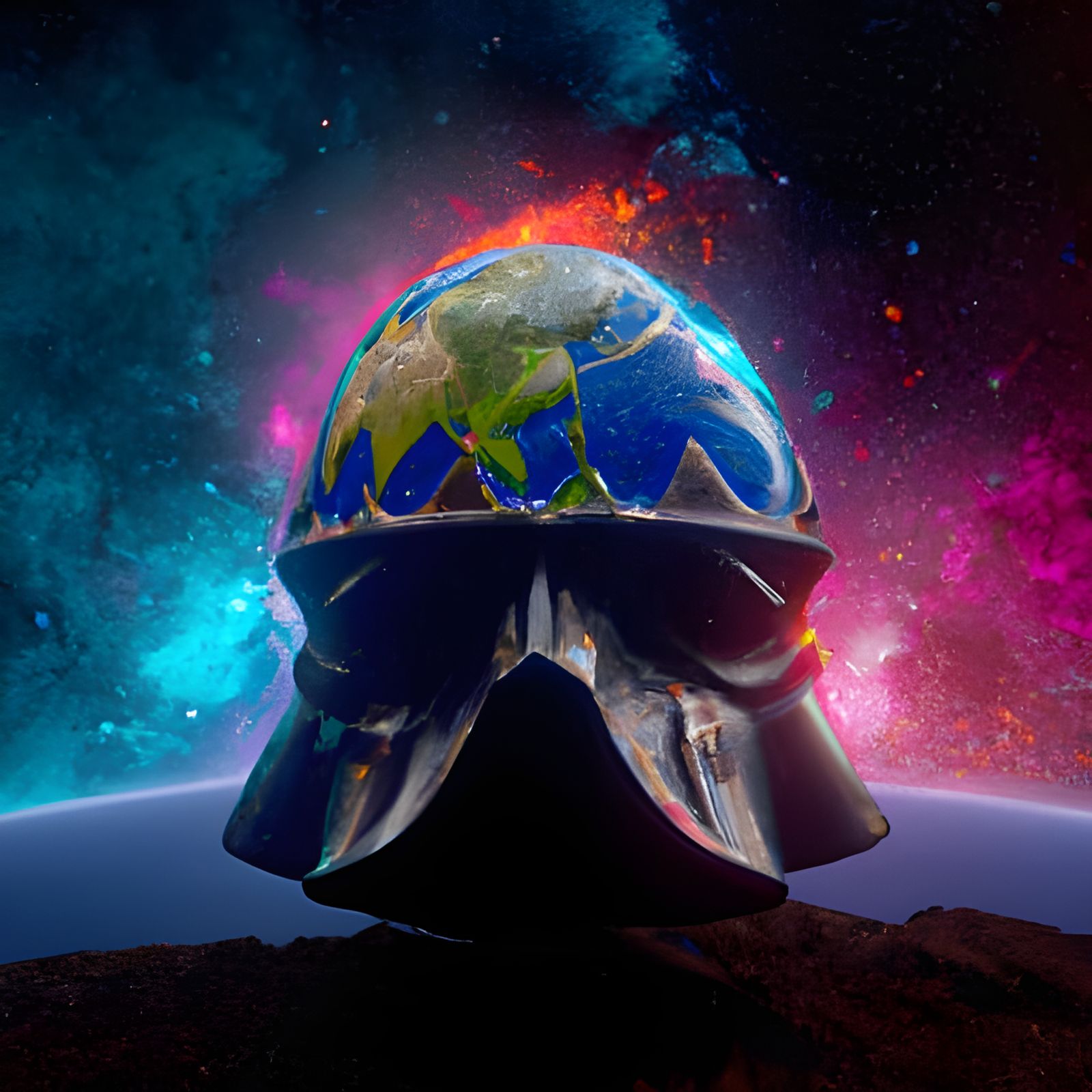 Earth as Darth Vader in Space Art
