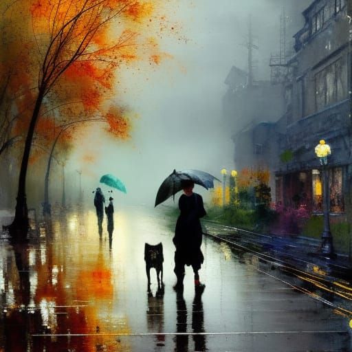 Rainy Morning Walk Speedpaint in Impasto Style