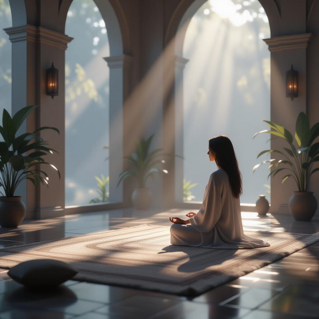 Ethereal Meditation Space with Deep Shadow Depth