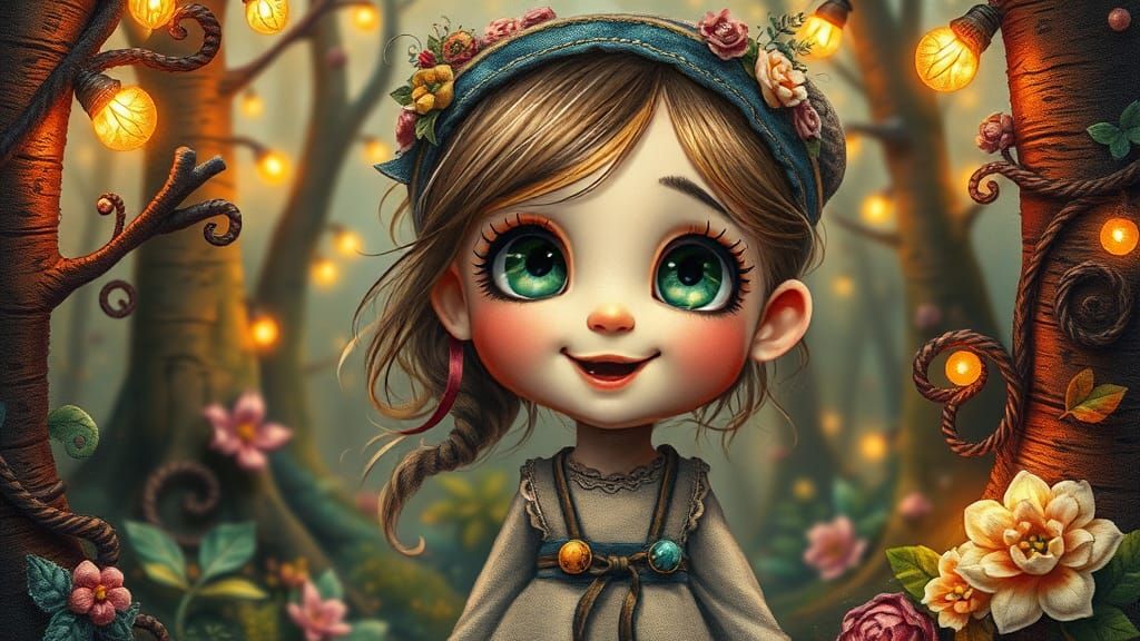 Dreamlike Portrait of Girl in Mystical Forest