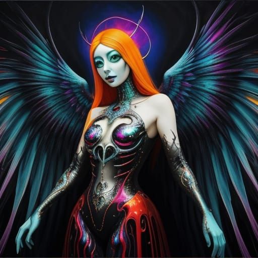 Awkward Angel in Surreal Dali-Inspired Painting