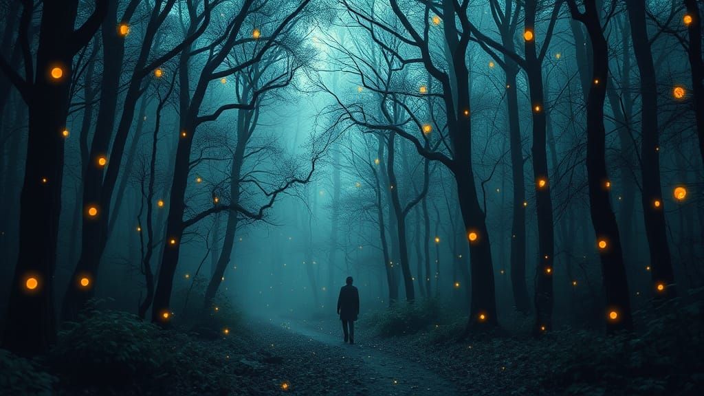 Enchanted Forest with Glowing Polka Dots