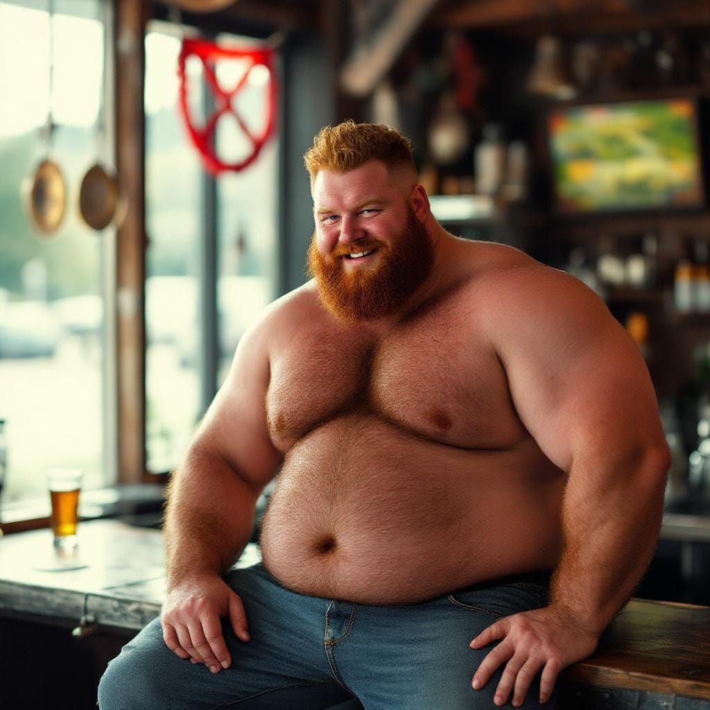 Handsome Overweight Ginger Man in Cowboy Outfit