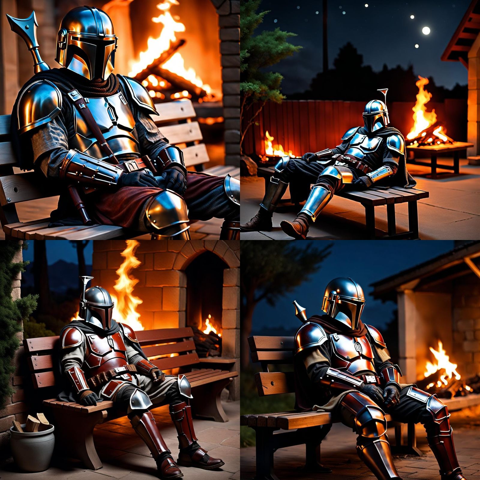 Crusader Mandalorian Knight Sleeps by Fire