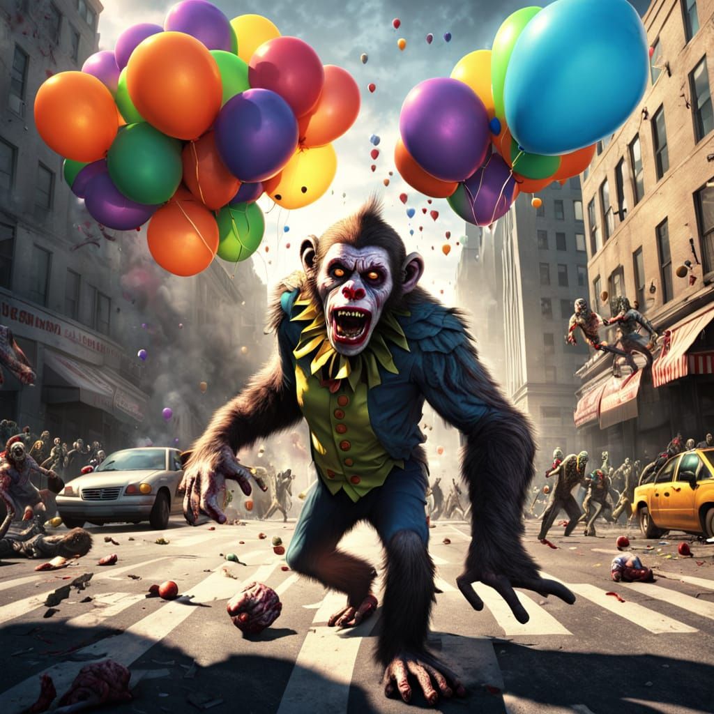 Zombie Monkey Clown Attacks Washington DC: Comic Art