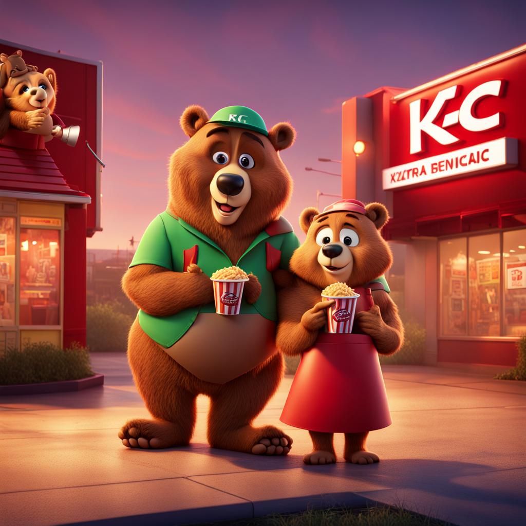 Yogi and Cindy Bear at KFC, Pixar Style