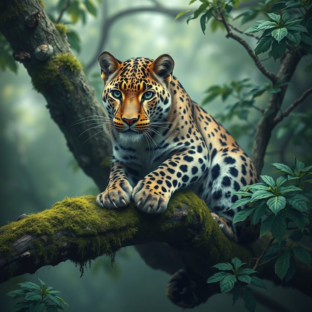 Majestic Clouded Leopard in Lush Forest Habitat