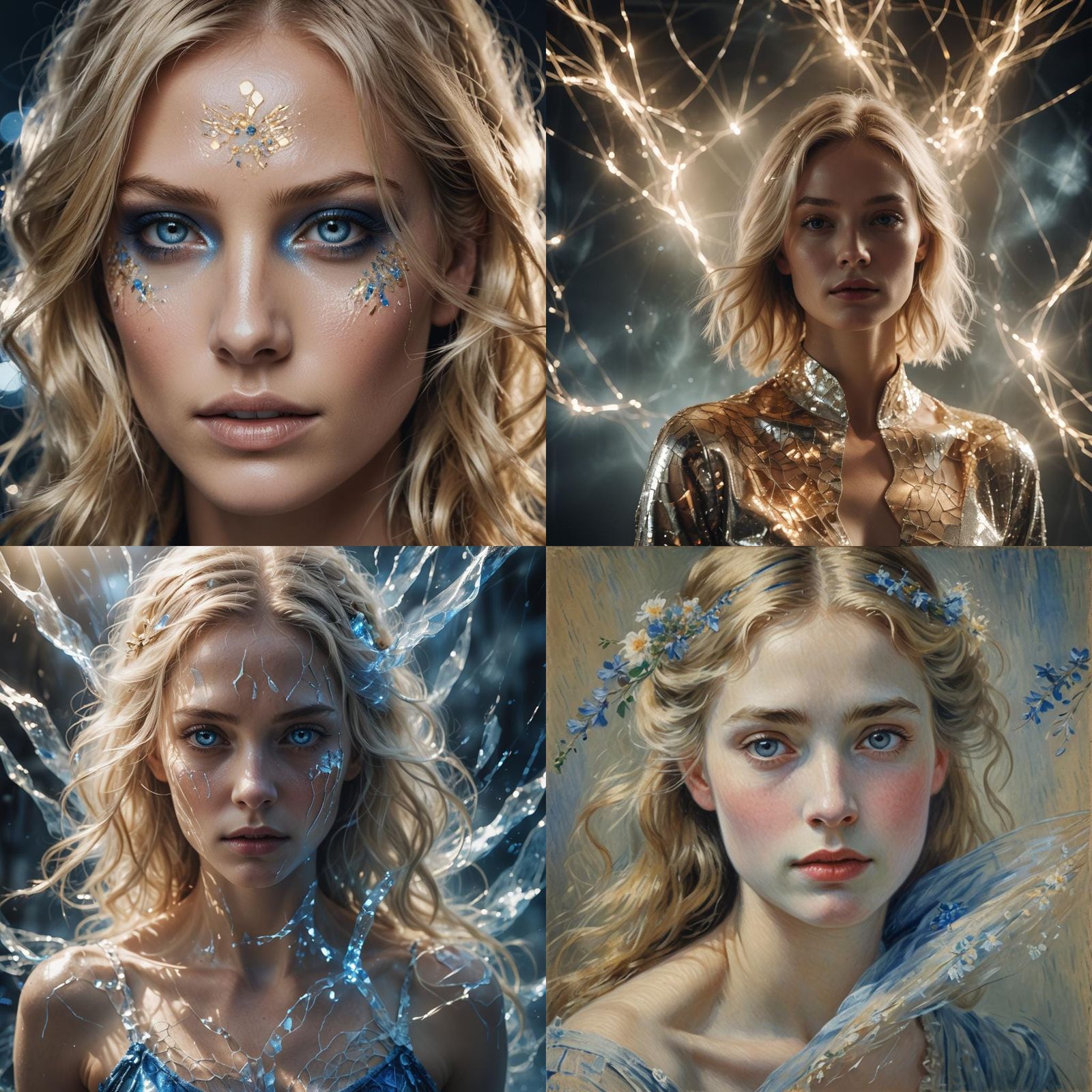 Beautiful Woman with Luminous Aura in Levitation