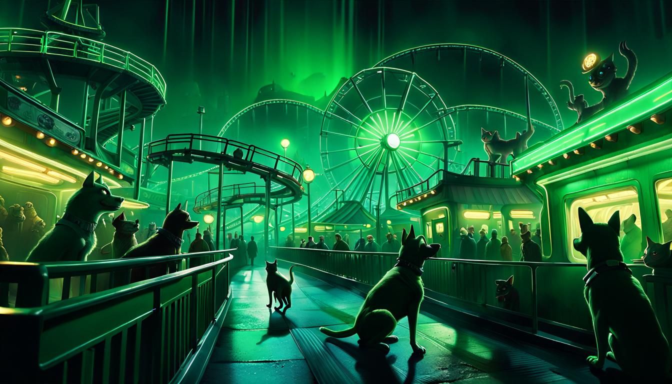 Green Dogs and Cats in Cyberpunk Film Noir