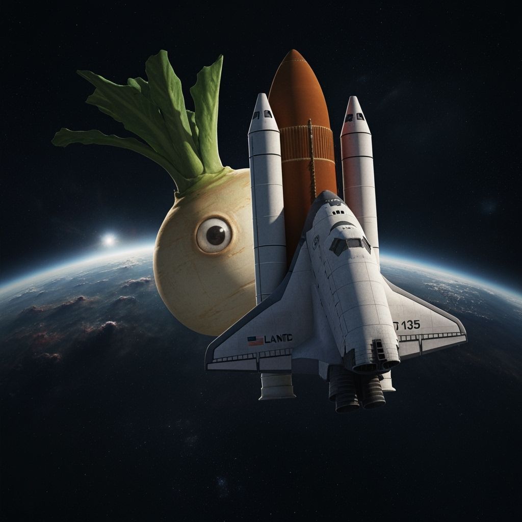 Giant Turnip Pilots Space Shuttle Atlantis in Epic Digital P...