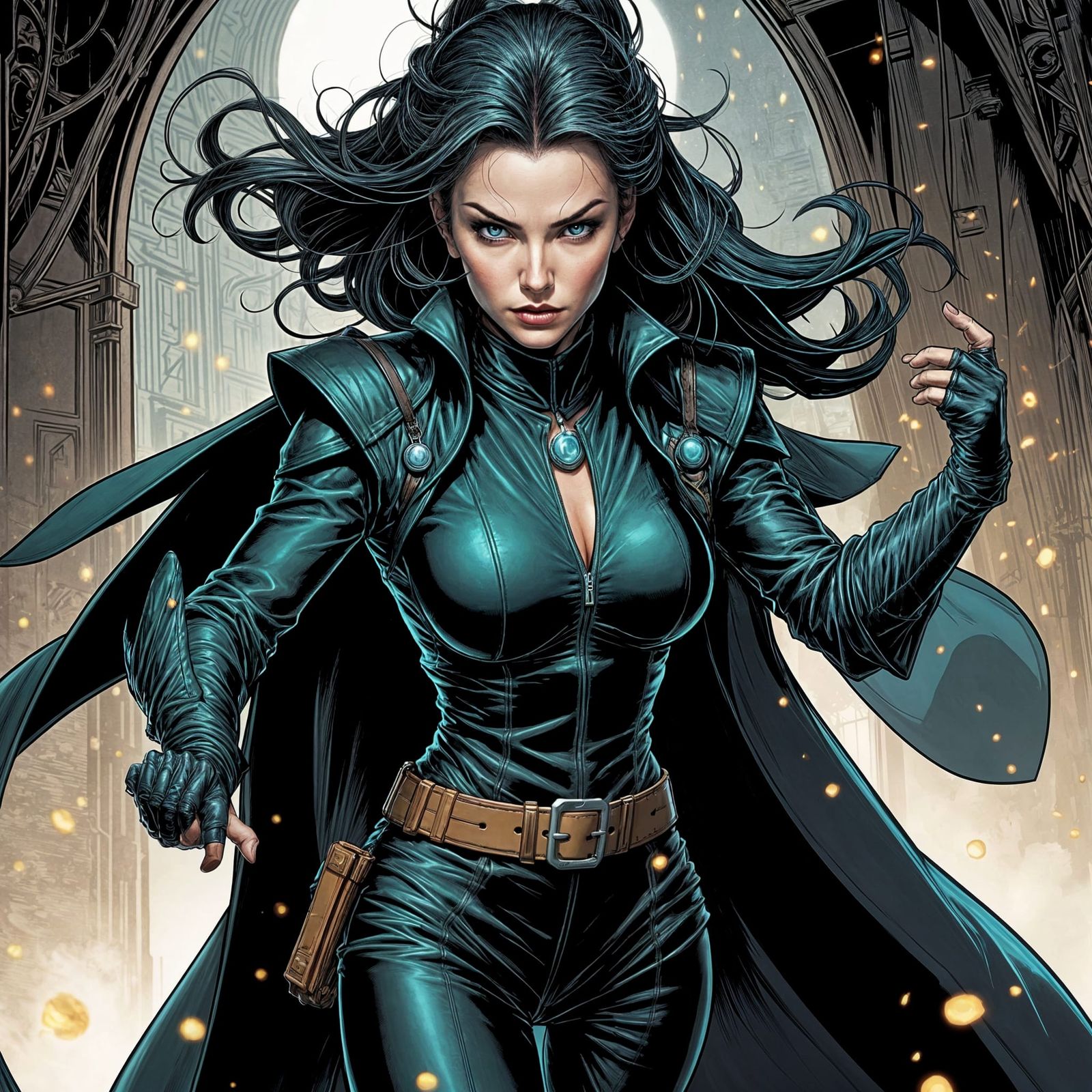 Talia Al Ghul Ready for Battle, Comic Book Art