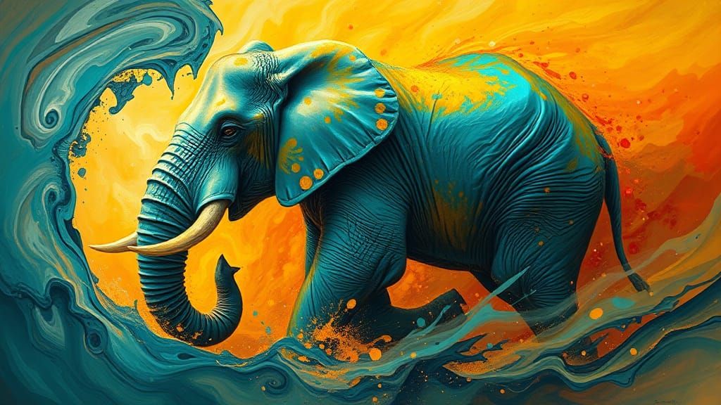 Allfarblori Elephant Bursts from Dimensional Rift