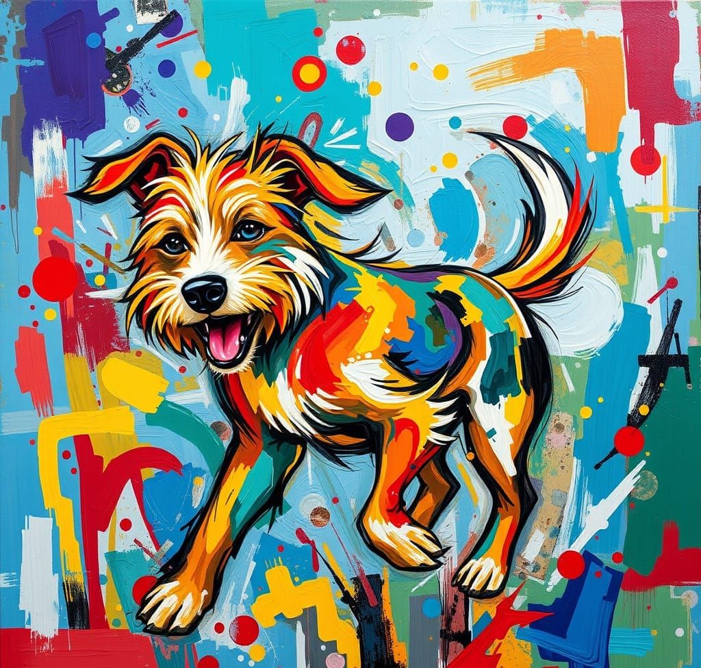 Abstract Canine Joy in Vibrant Colors