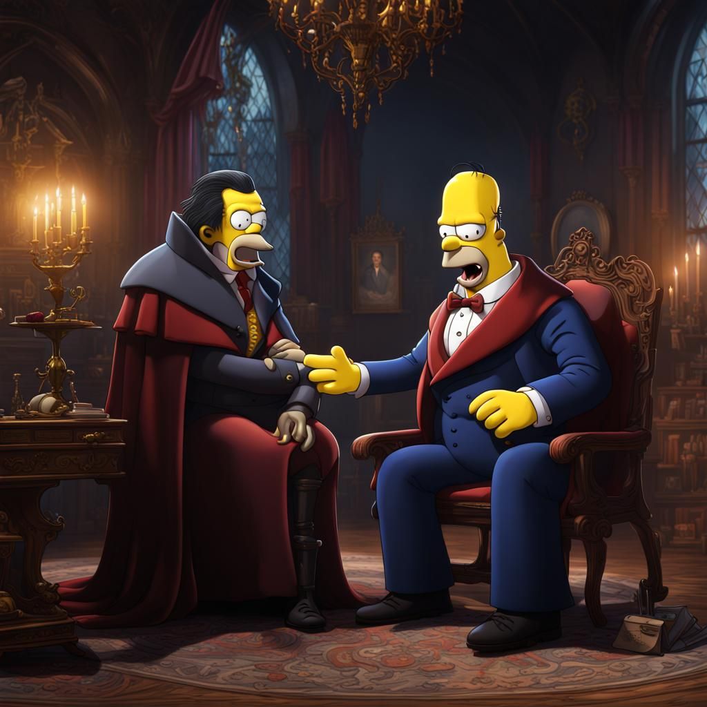 Count Dracula Meets Homer Simpson: Detailed Matte Painting