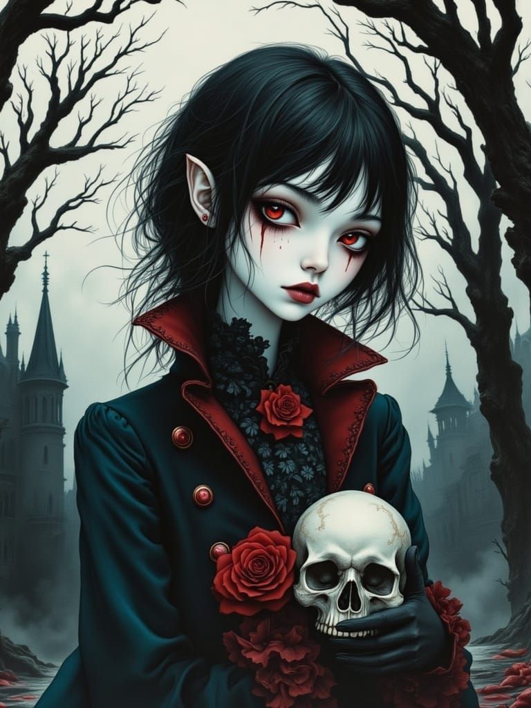 Vampiric Elf in Gothic Bloom