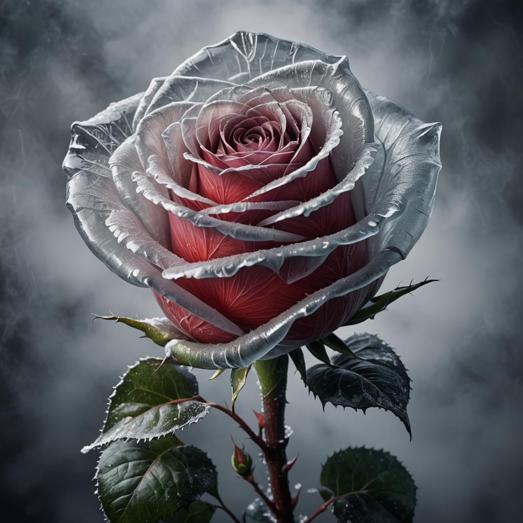 Stunning Glass Rose Emits Light in Darkness