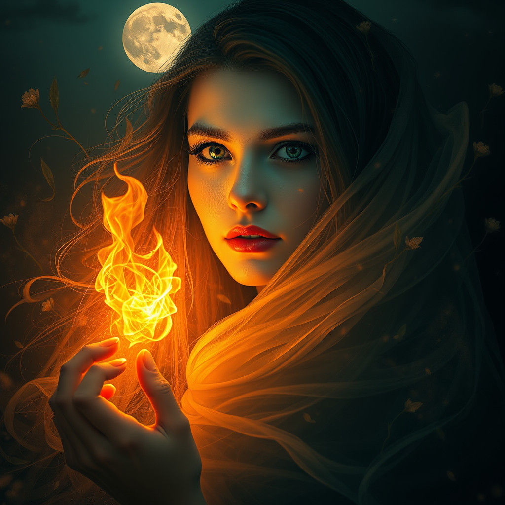 Mystical Woman in Dreamlike Ethereal Landscape