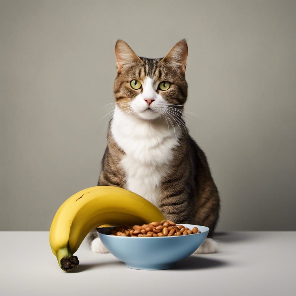 Banana Cat Portrait with Beans, Professional Photography