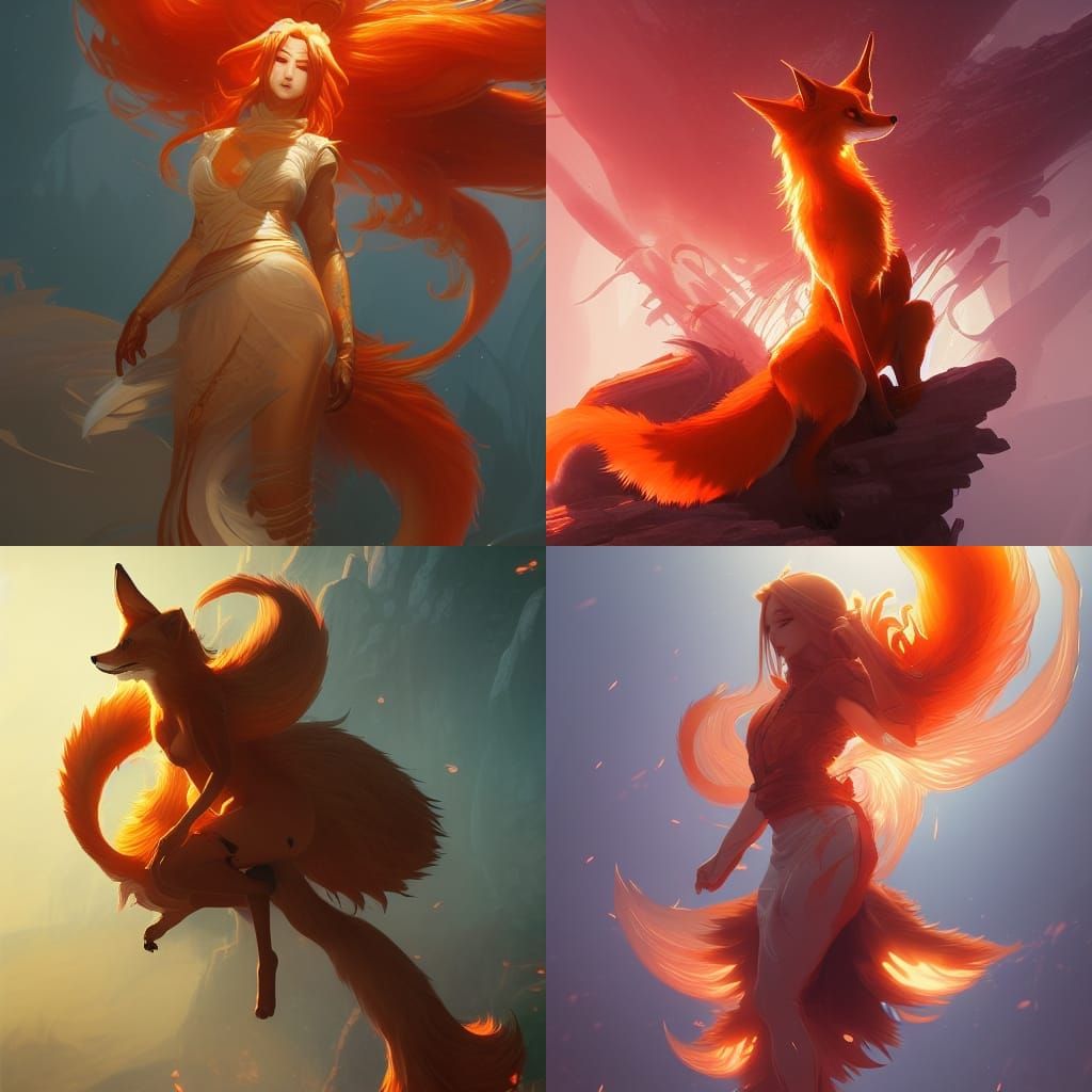 Hyperdetailed Nine-Tailed Fox Concept Art