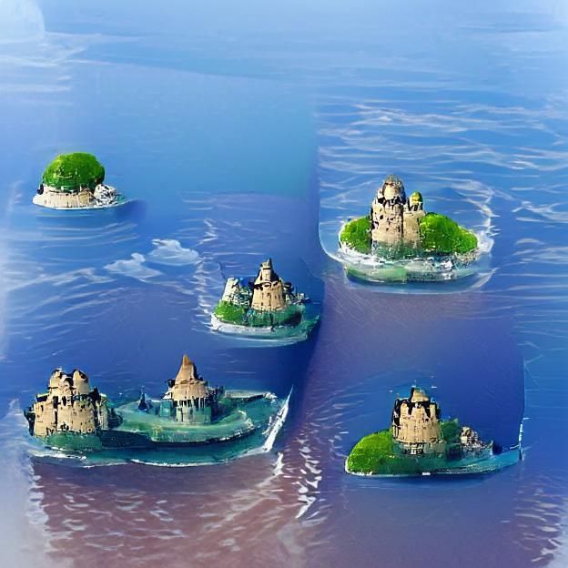 Floating Island Castles: A Digital Fantasy