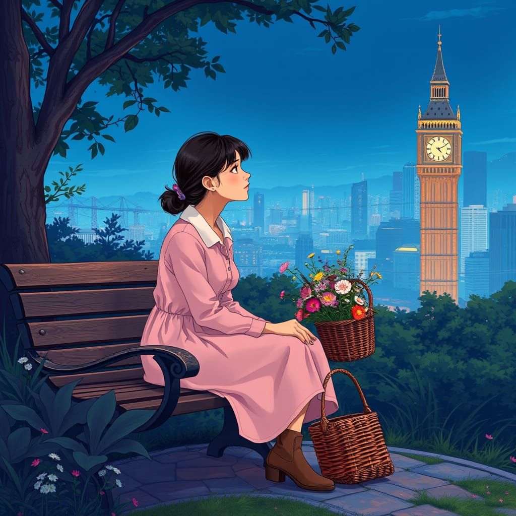 Woman Contemplates Time in Serene High-Altitude Park