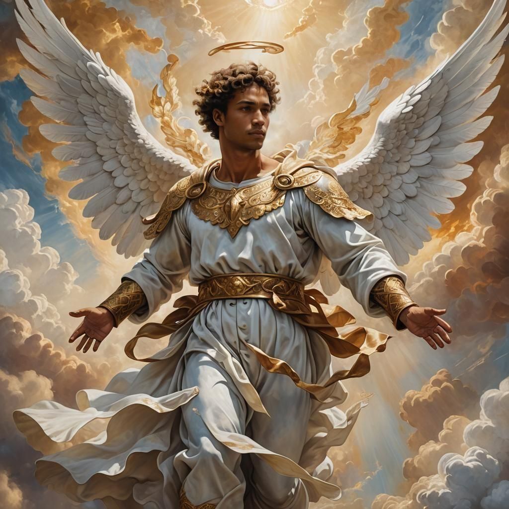 Male Angel in Fresco Style Digital Art