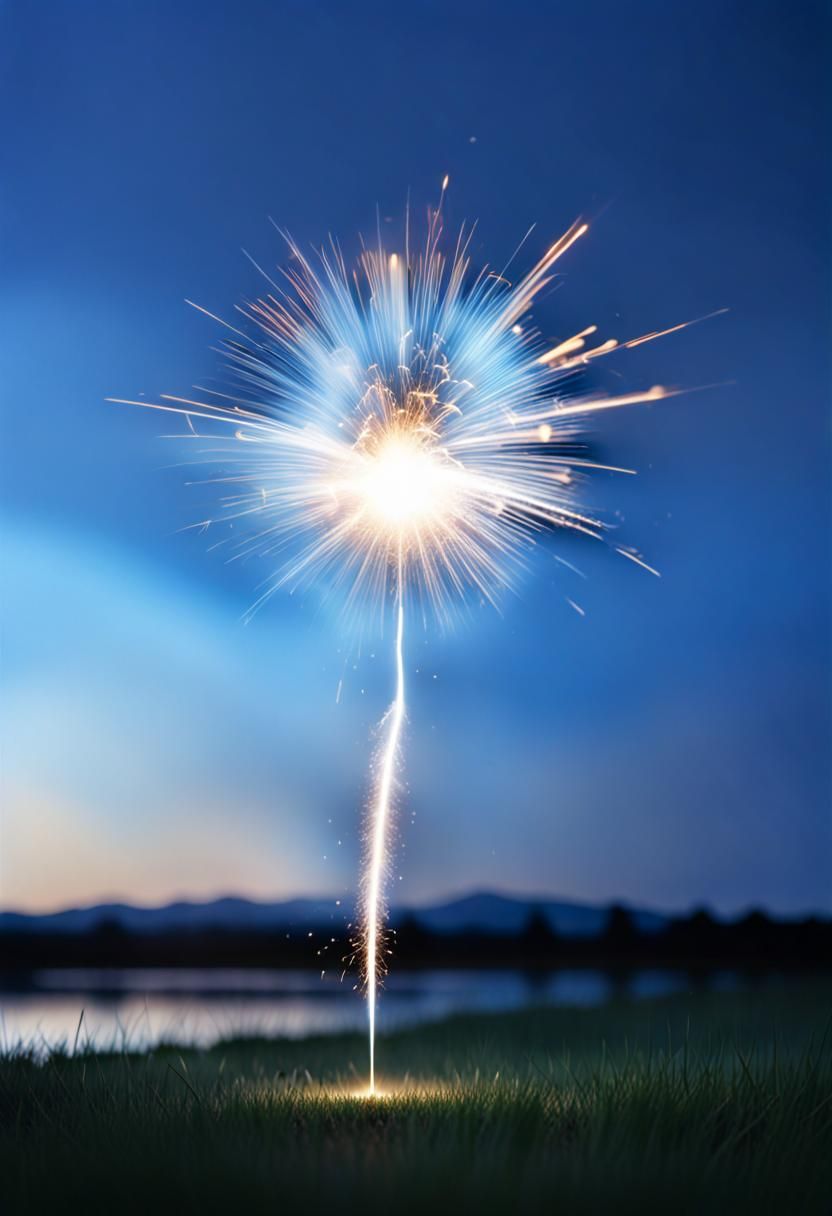 Hyperrealistic Blue and White Spark Explosion