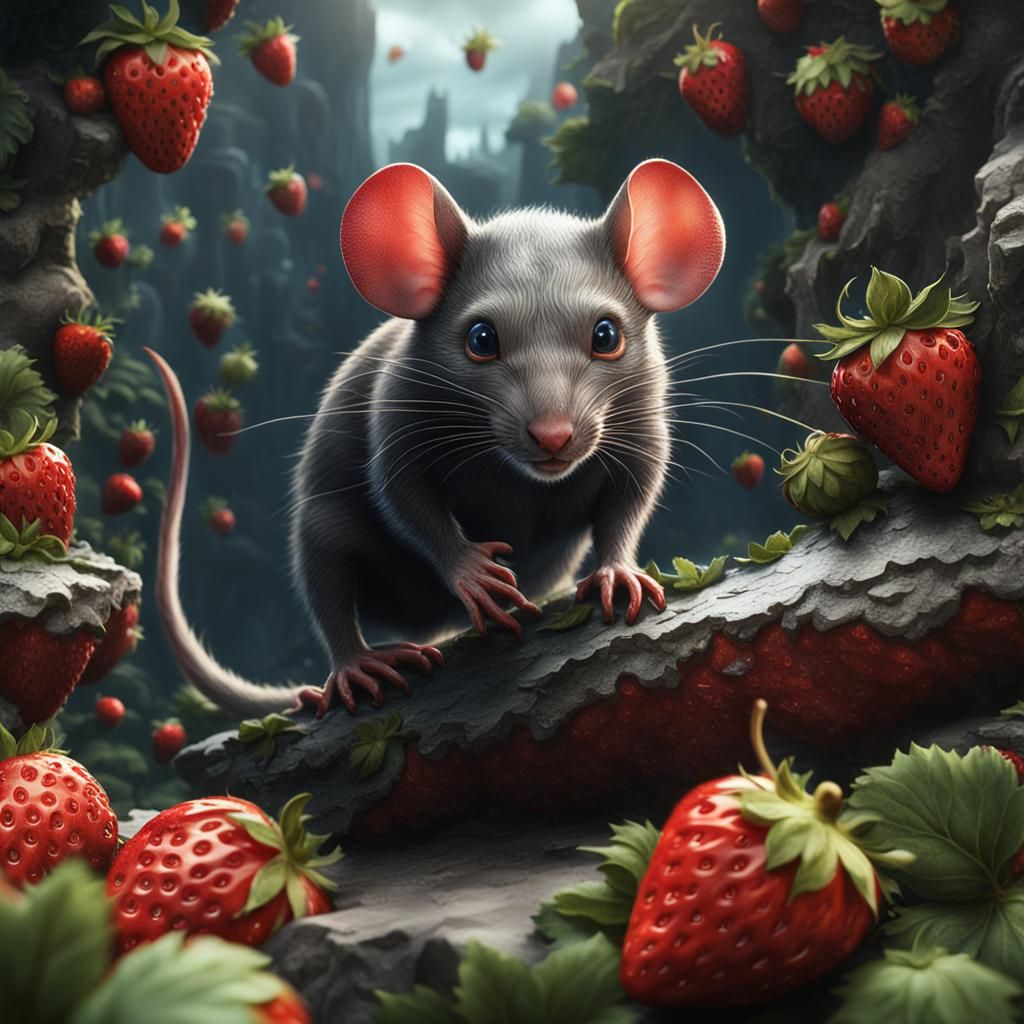 Mouse and Strawberries: Detailed Matte Painting
