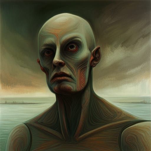 Creepy Vampire Portrait in Dark Surrealist Style