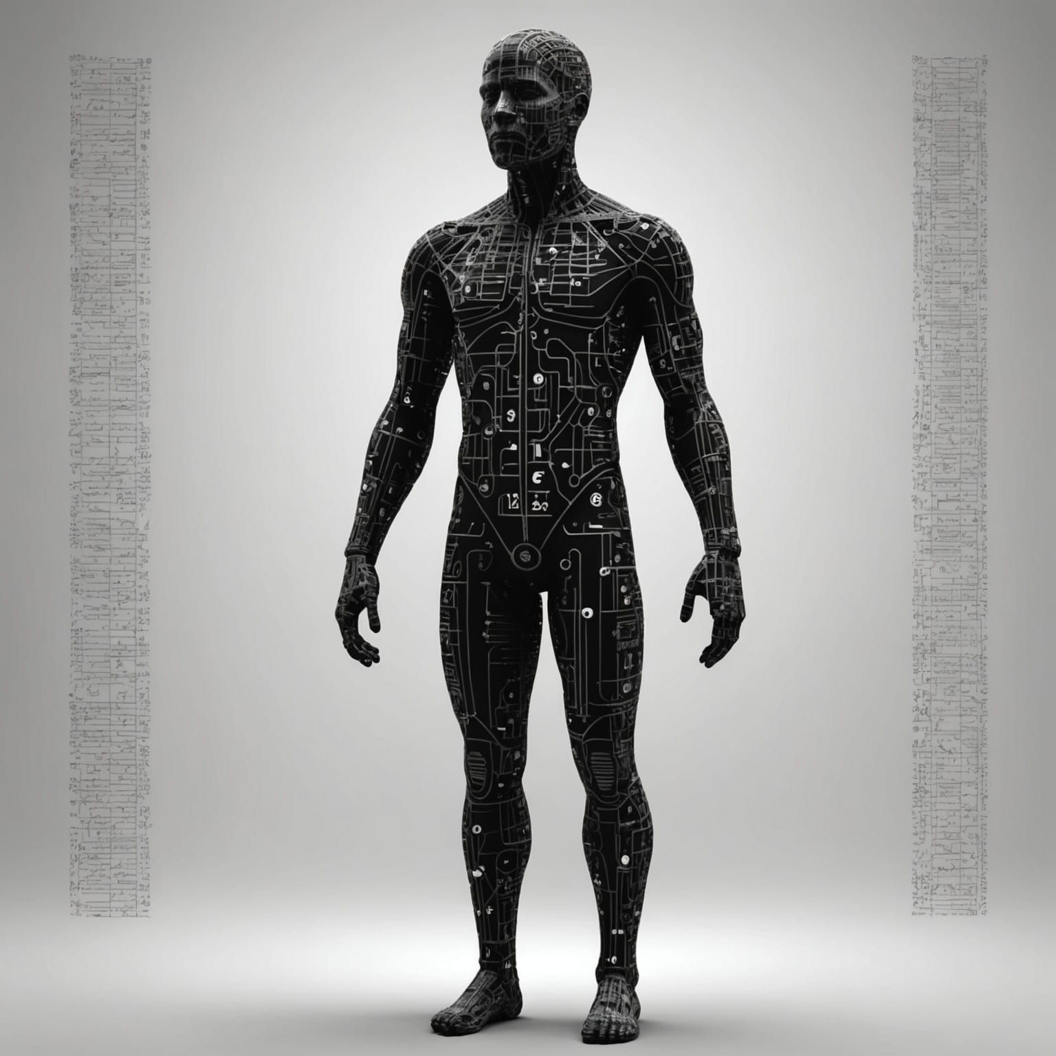 Dynamic Algorithmic Human Figure in Monochromatic Colors