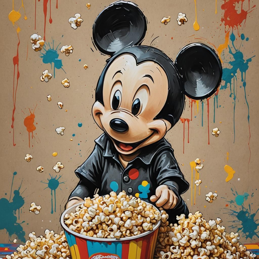 Mickey Mouse Bookish Mind, Hyperrealistic Pop Art