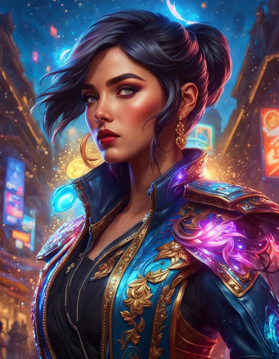 Hyperdetailed Portrait of Aria Blaze in Maximalist Style