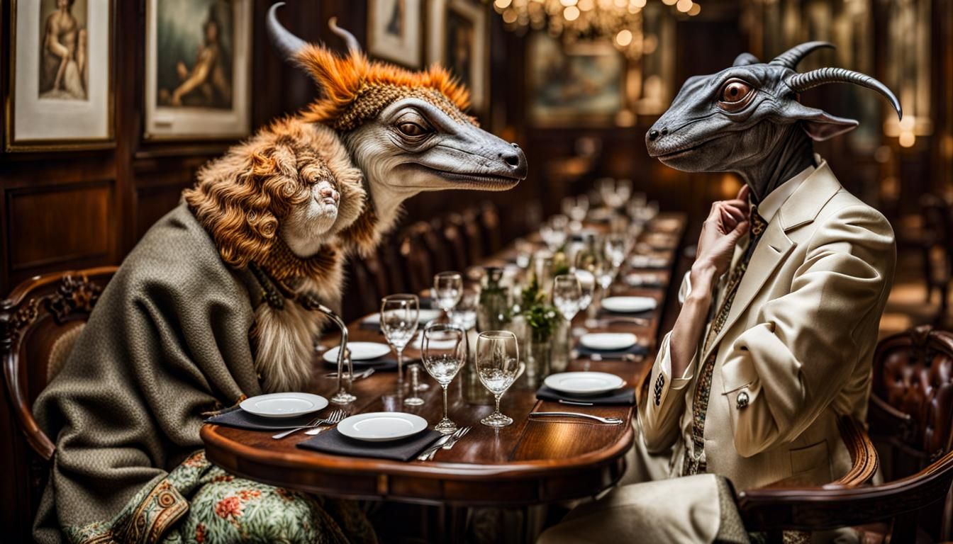 Exotic Aliens Celebrate in Surreal Restaurant