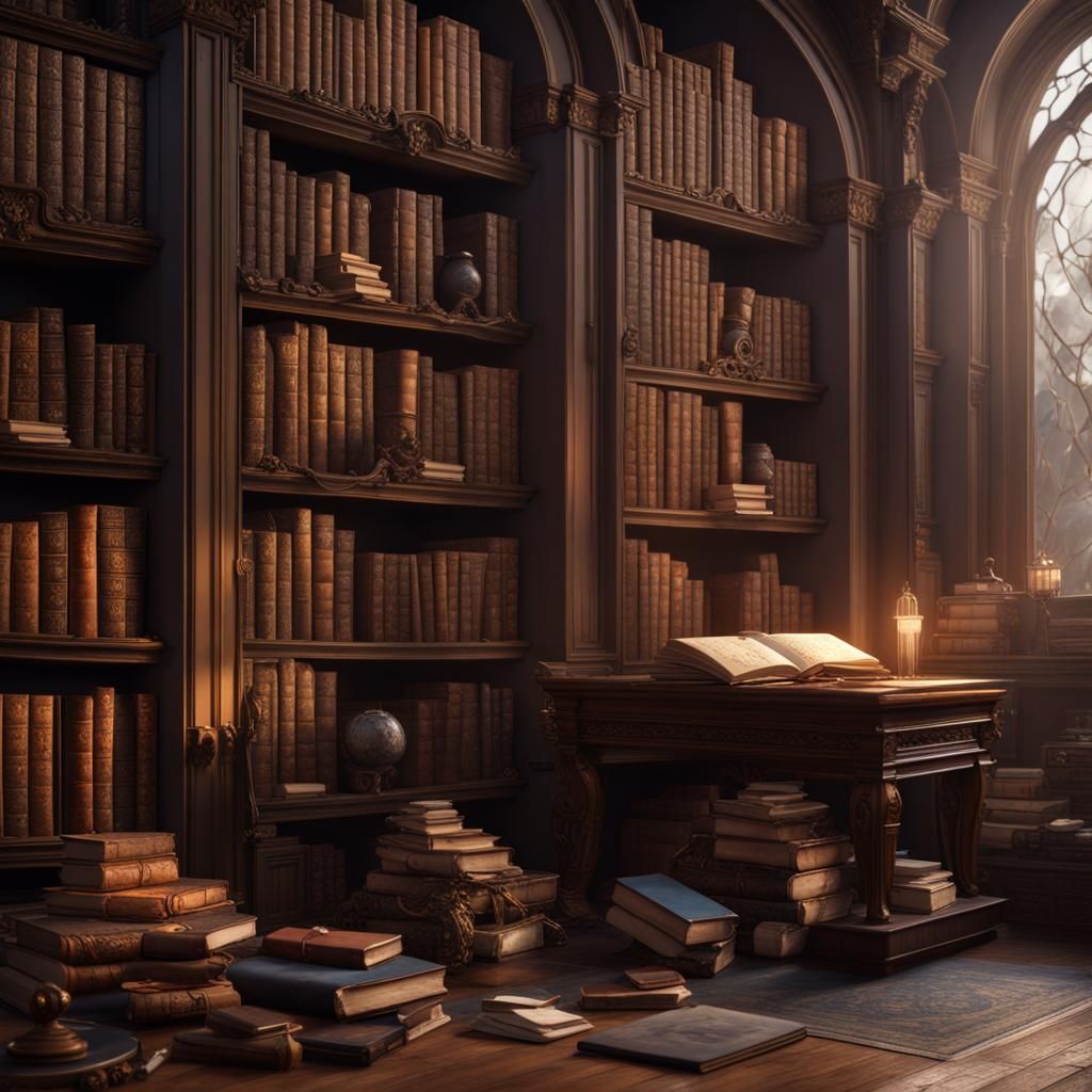 Fantastical Books in Detailed Matte Painting