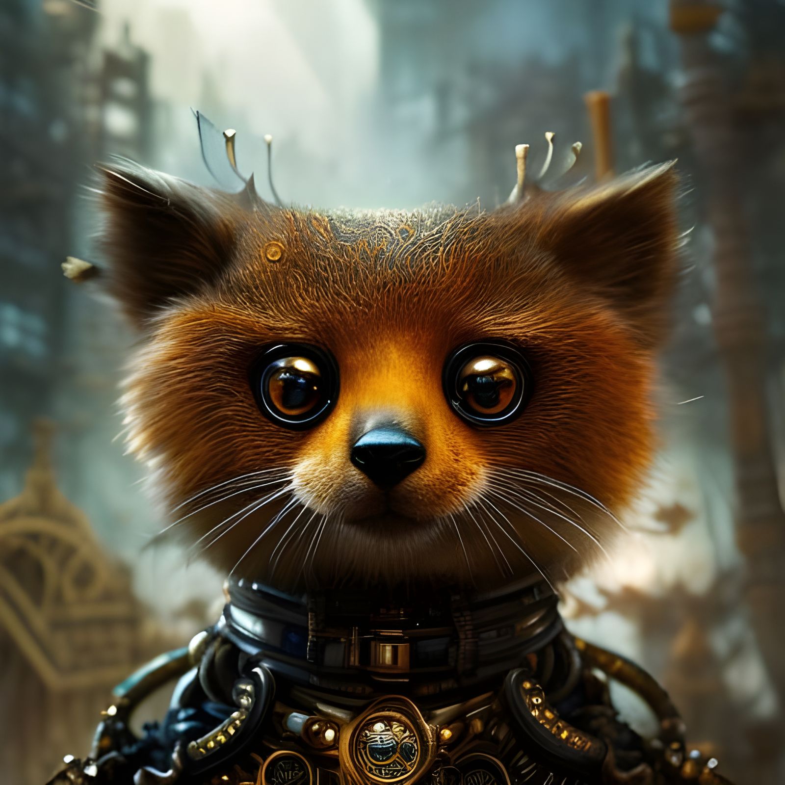 Intricate Steampunk Meerkat Portrait in Fantasycore Style