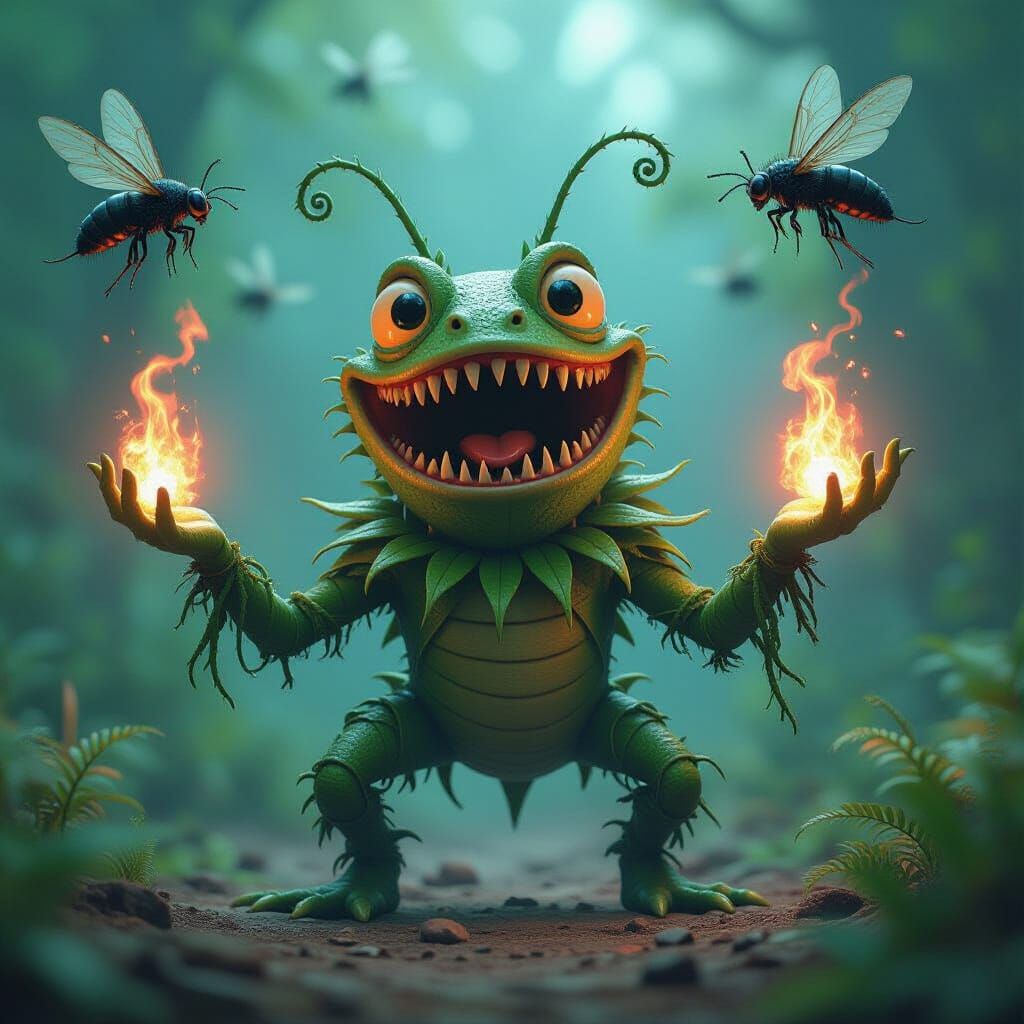 Venus Flytrap Sorcerer Conjuring Giant Flies