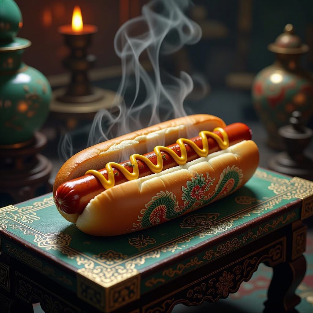 Mystical Hot Dog on Jade Altar