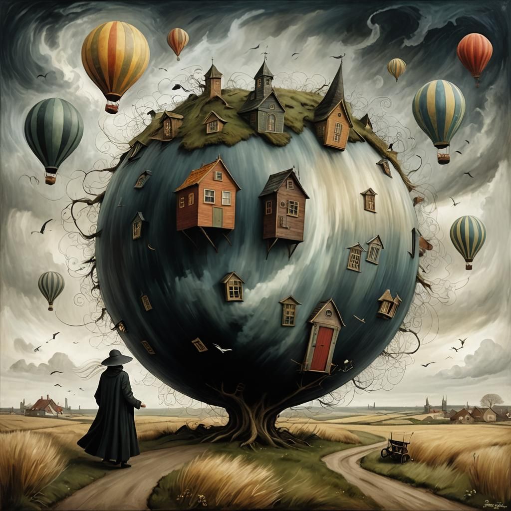 Fantasy Windstorm in Gothic Setting: Surreal Image