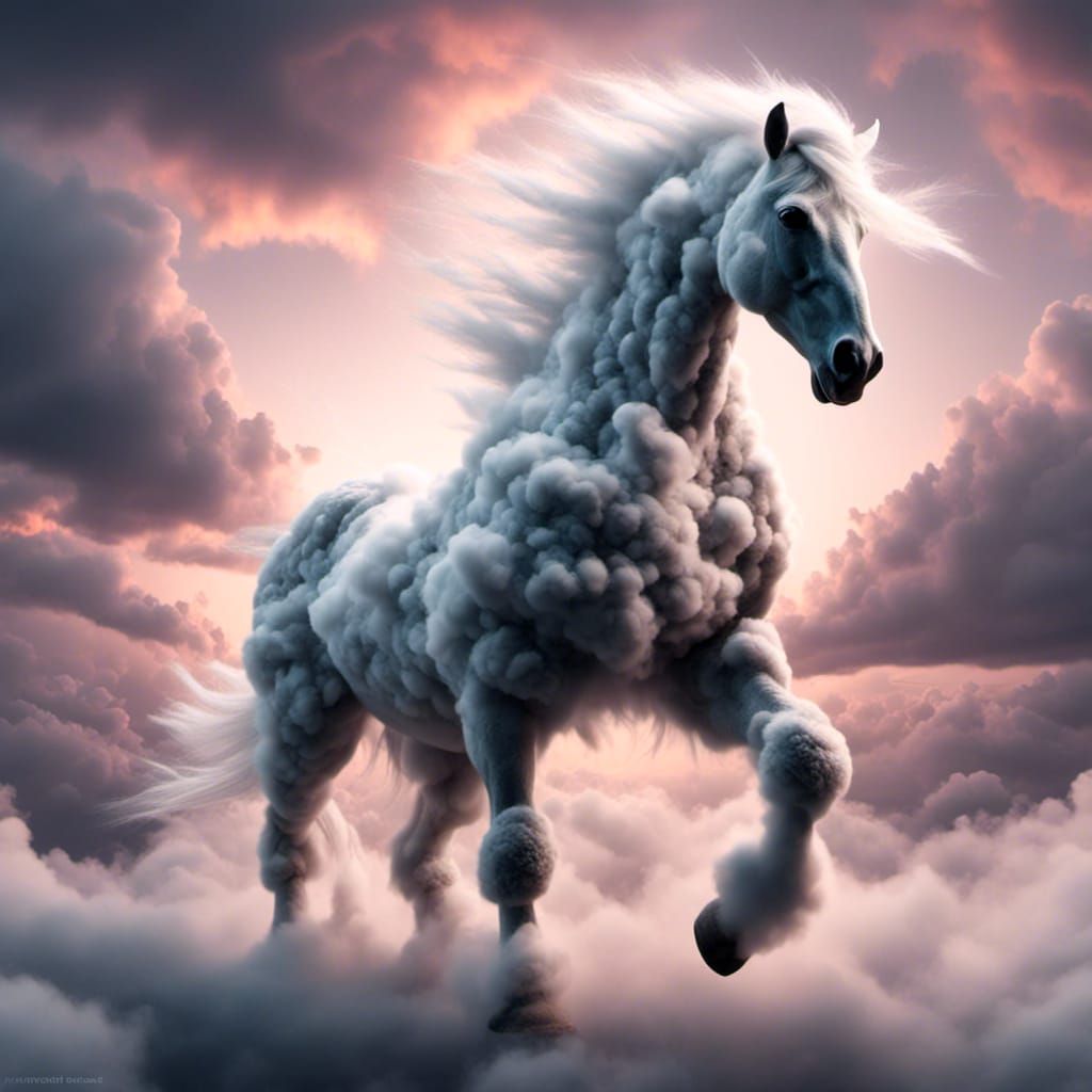 Cloud Horse Ghost in Dark Fantasy Style