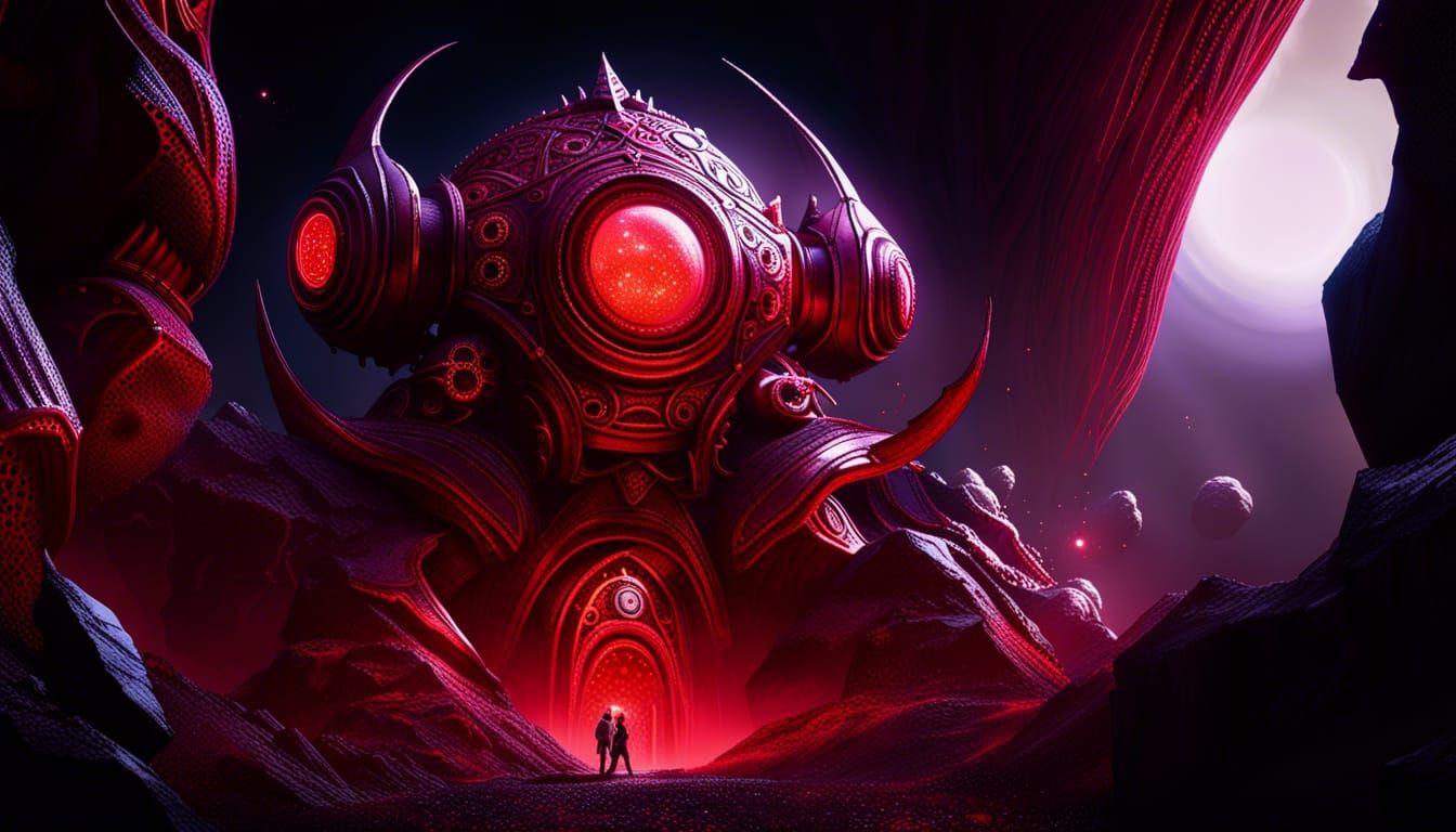 Ethereal Red Dwarf Elfman in Dark Fantasy Style