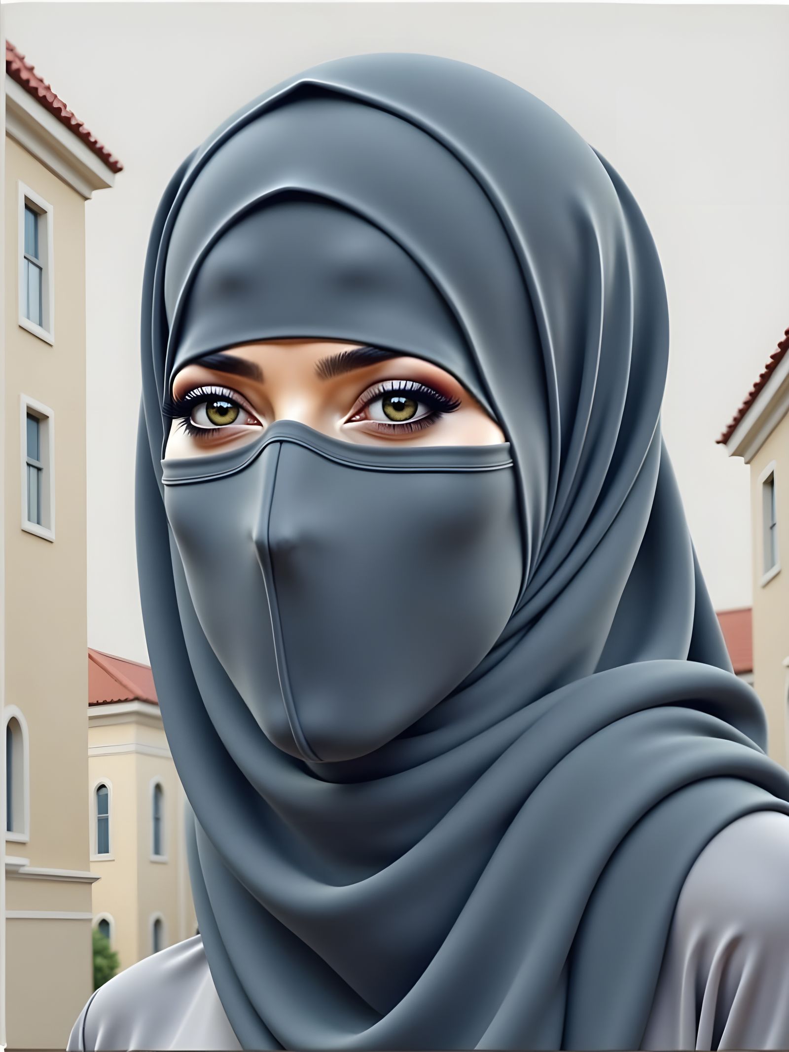 Elegant Hijabi Woman in Victorian Garden