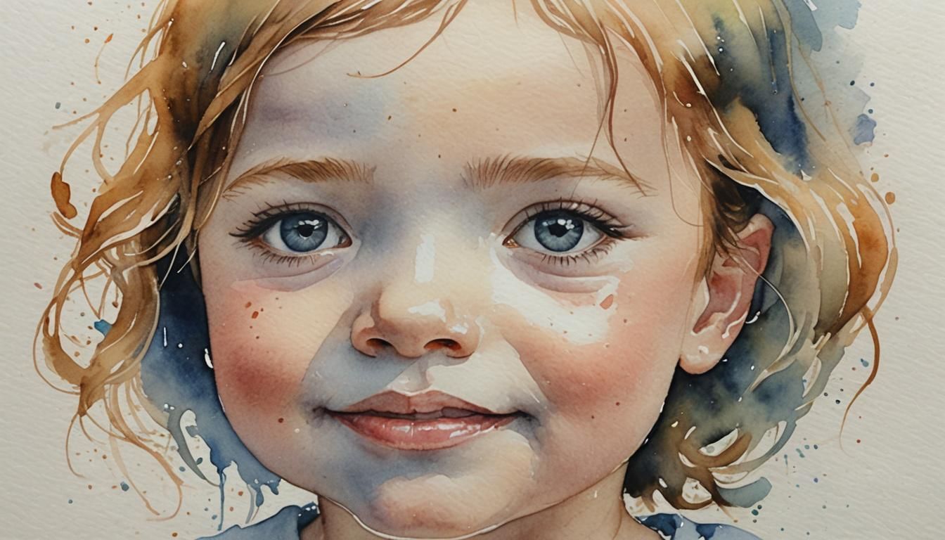 Watercolor Portrait: Child's Innocence and Wonder