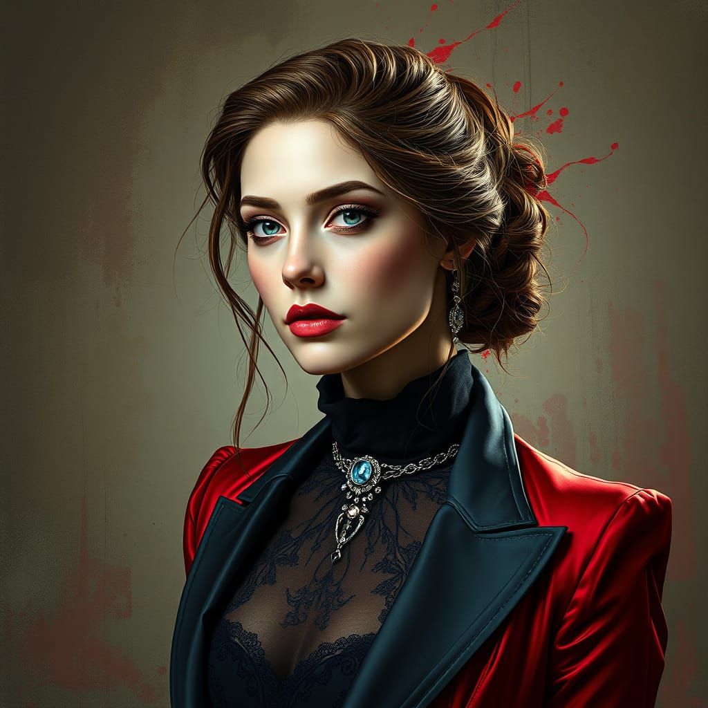 Elegant Portrait in Mixed Artistic Styles