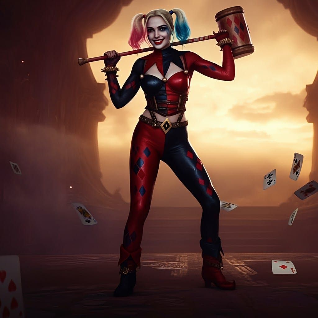 Gal Gadot as Harley Quinn.