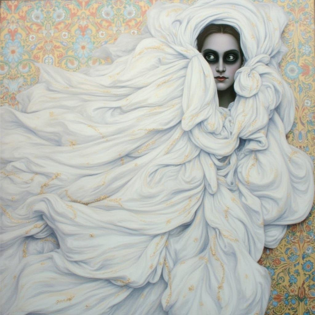 Elegant Mystery in Golden Drapery