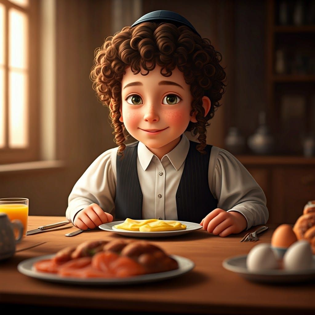 Hasidic Boy's Anime Breakfast in 8K